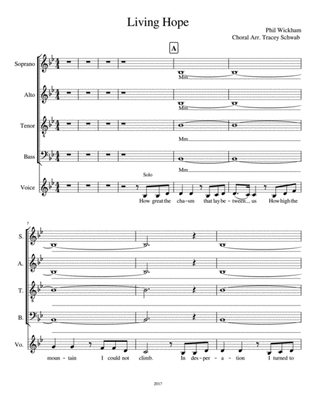 Free Sheet Music Living Hope Choral Parts In B Flat