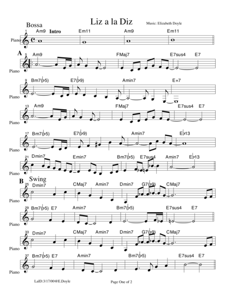 Free Sheet Music Liz A La Diz