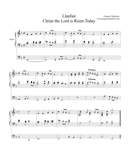 Free Sheet Music Llanfair Christ The Lord Is Risen Today