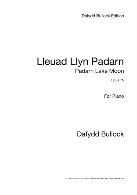 Free Sheet Music Lleuad Llyn Padarn Padarn Lake Moon