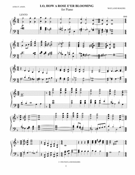 Free Sheet Music Lo How A Rose Chorale Prelude