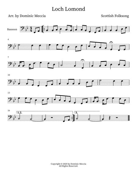 Free Sheet Music Loch Lomond Bassoon