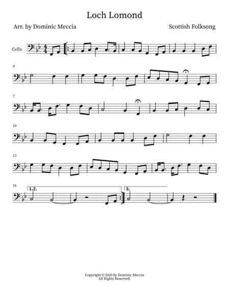 Free Sheet Music Loch Lomond Cello