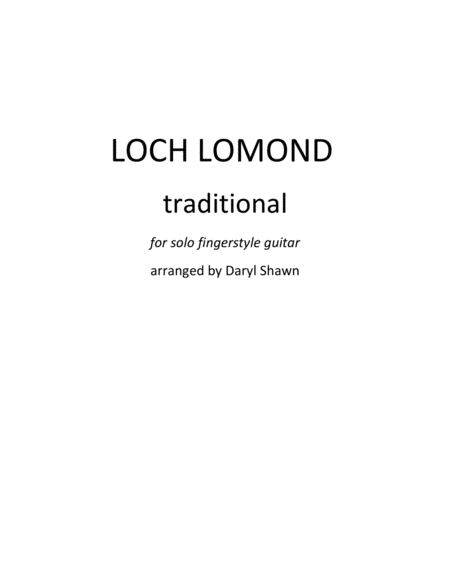 Loch Lomond For Solo Fingerstyle Guitar Sheet Music