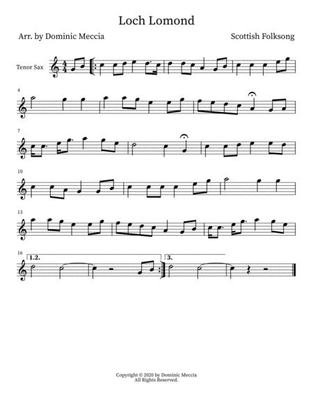 Loch Lomond Tenor Sax Sheet Music