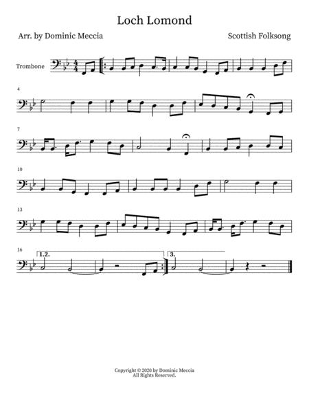 Free Sheet Music Loch Lomond Trombone