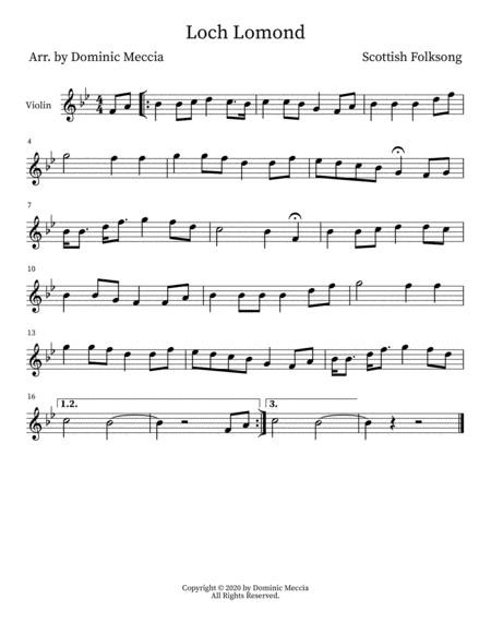 Free Sheet Music Loch Lomond Violin