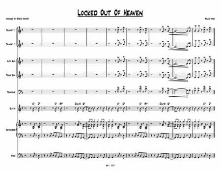 Locked Out Of Heaven Huge Hit From Bruno Mars Pro Combo 5 Horns Sheet Music