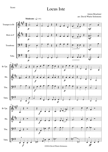 Locus Iste For Brass Quartet Sheet Music