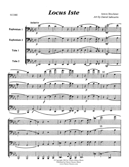 Locus Iste For Tuba Quartet Sheet Music