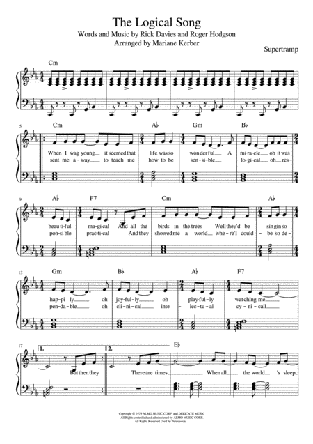 Free Sheet Music Logical Song