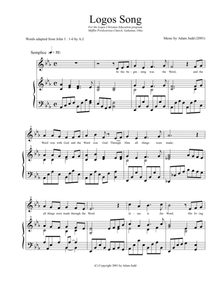 Logos Song Unison Treble Sheet Music