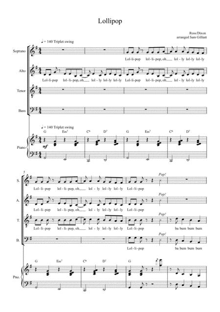 Free Sheet Music Lollipop Satb Choir And Piano
