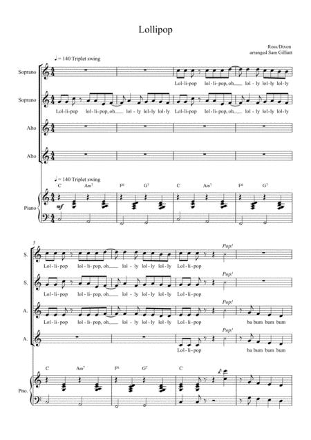 Lollipop Ssaa Choir And Piano Sheet Music