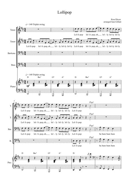 Free Sheet Music Lollipop Ttbarb Choir And Piano