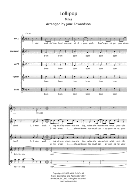 Free Sheet Music Lollipop