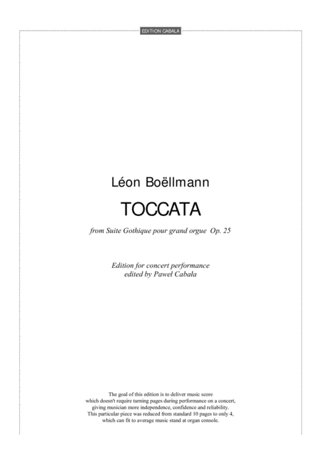 Free Sheet Music Lon Bollmann Toccata Edition For Concert Performance Organ Solo