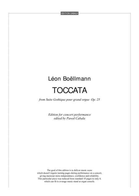 Lon Bollmann Toccata Edition For Concert Performance Organ Solo Sheet Music