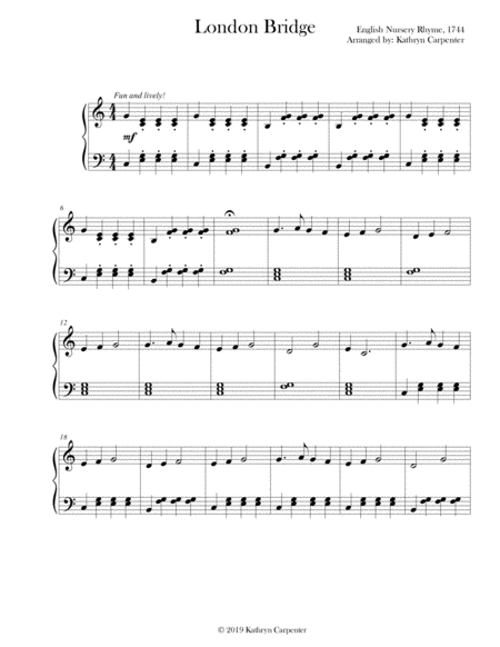 London Bridge Easy Piano Sheet Music