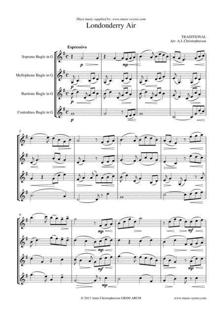 Londonderry Air Bugle Quartet Sheet Music