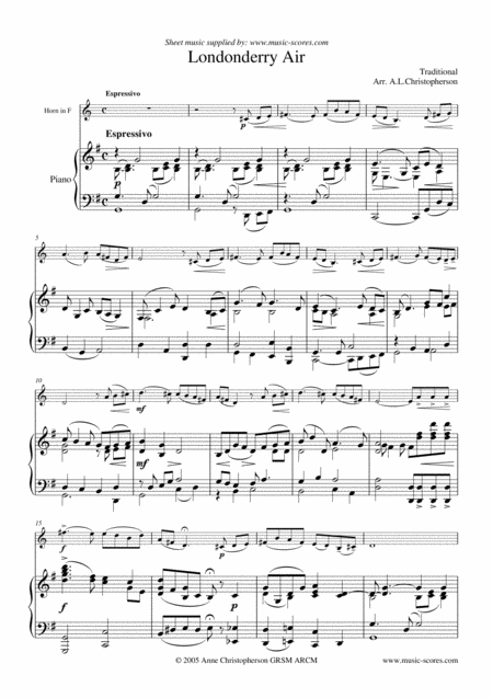 Londonderry Air French Horn And Piano Sheet Music