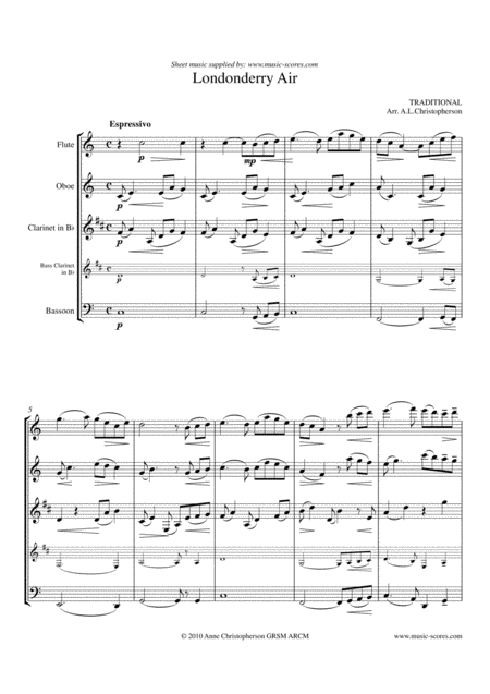 Londonderry Air Wind Quartet Sheet Music