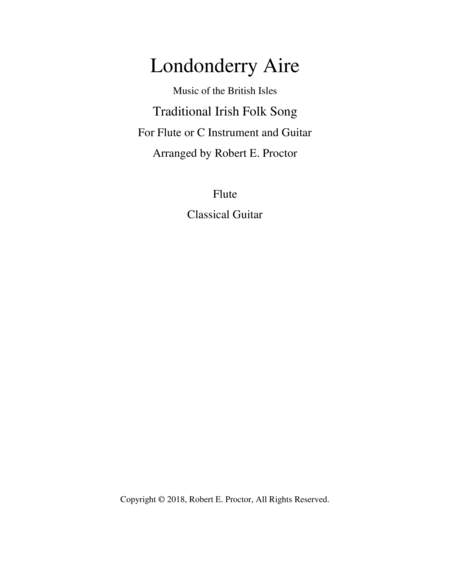 Free Sheet Music Londonderry Aire For Flute Or C Instrument And Guitar