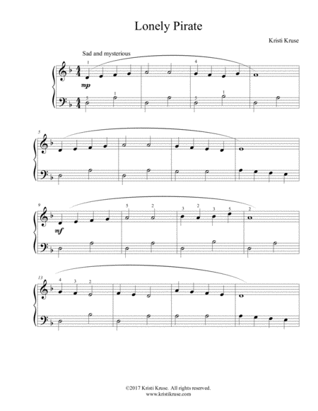 Lonely Pirate Easy Piano Sheet Music