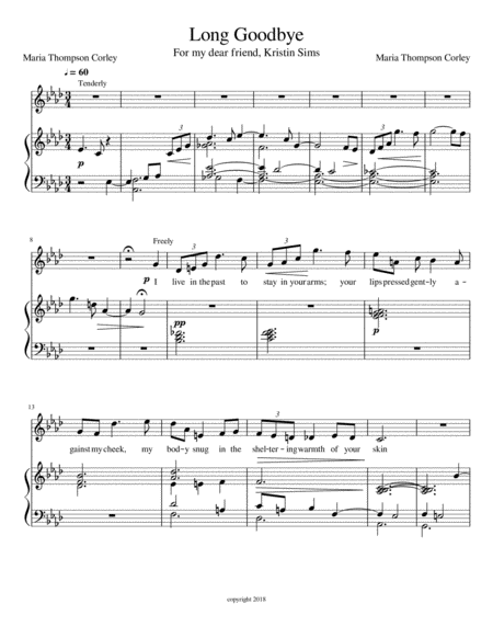 Long Goodbye From Grasping Water Sheet Music