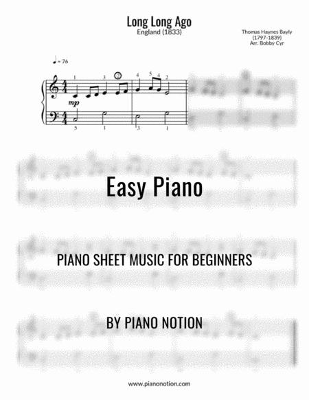Long Long Ago Easy Piano Solo Sheet Music