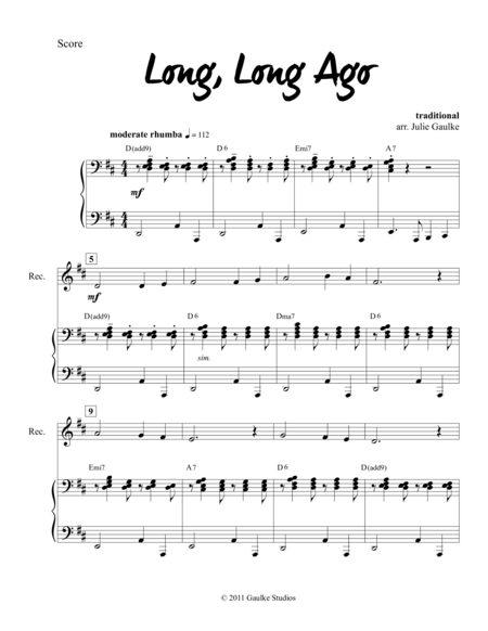 Long Long Ago Sheet Music