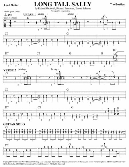 Free Sheet Music Long Tall Sally Guitar Tab