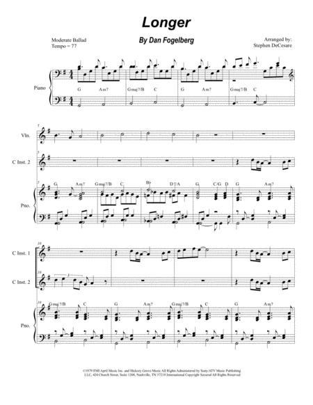 Free Sheet Music Longer Duet For C Instruments