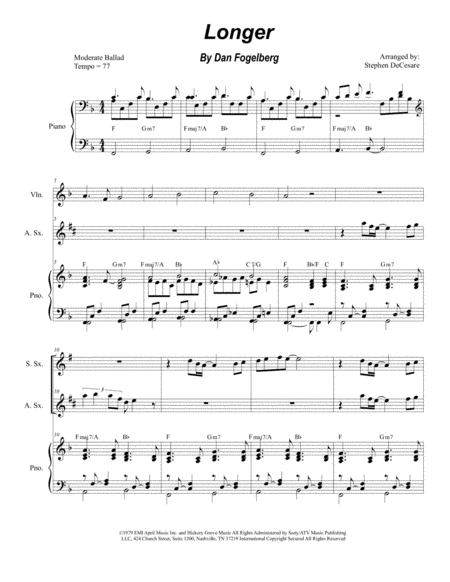 Free Sheet Music Longer Duet For Soprano And Alto Saxophone