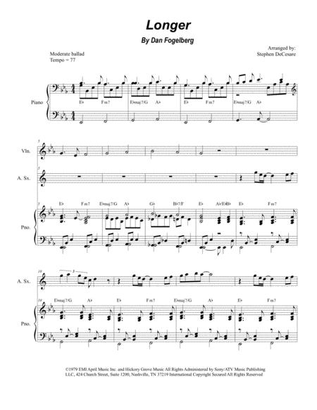 Free Sheet Music Longer For Alto Saxophone And Piano