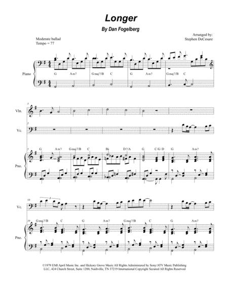 Longer For Cello Solo And Piano Sheet Music