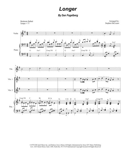 Free Sheet Music Longer For String Quartet And Piano