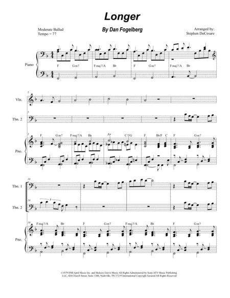 Free Sheet Music Longer Trombone Duet