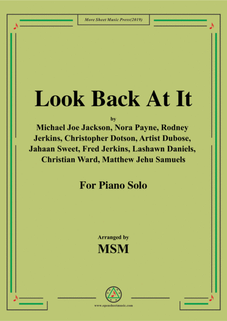 Look Back At It For Piano Solo Sheet Music