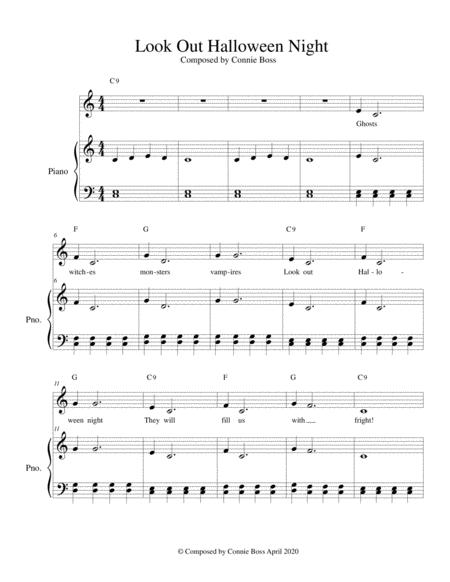 Look Out Halloween Night Kids Song Solo And Piano Sheet Music