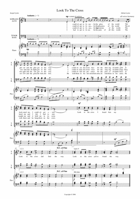 Free Sheet Music Look To The Cross