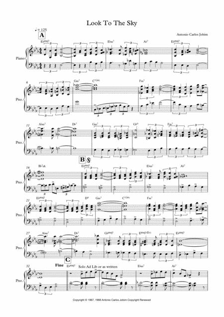 Free Sheet Music Look To The Sky Bossa Nova Solo Piano