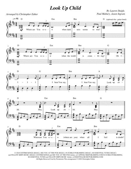 Free Sheet Music Look Up Child Piano Lyrics Chords