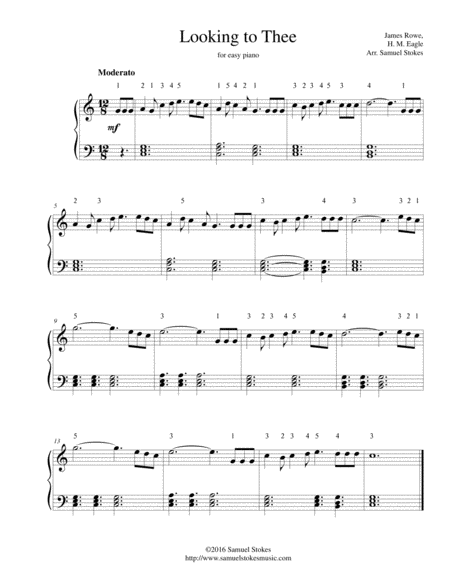 Free Sheet Music Looking To Thee For Easy Piano
