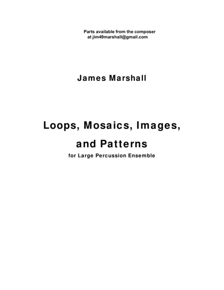 Loops Mosaics Images And Patters For Large Percussion Ensemble Study Score Sheet Music