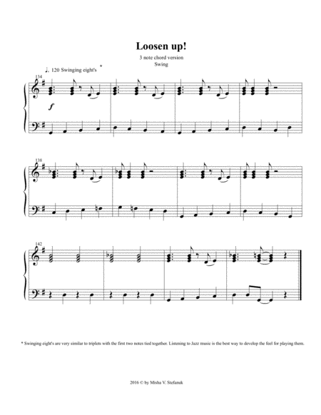 Loosen Up Two Versions Sheet Music