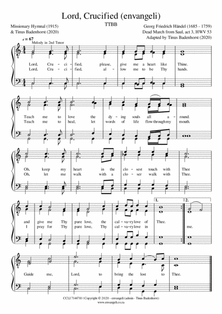 Free Sheet Music Lord Crucified Envangeli Ttbb