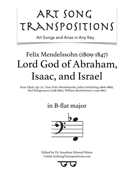 Lord God Of Abraham Isaac And Israel Op 70 B Flat Major Sheet Music