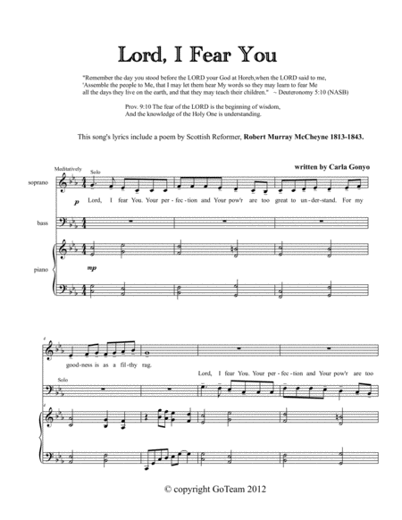 Lord I Fear You Sheet Music