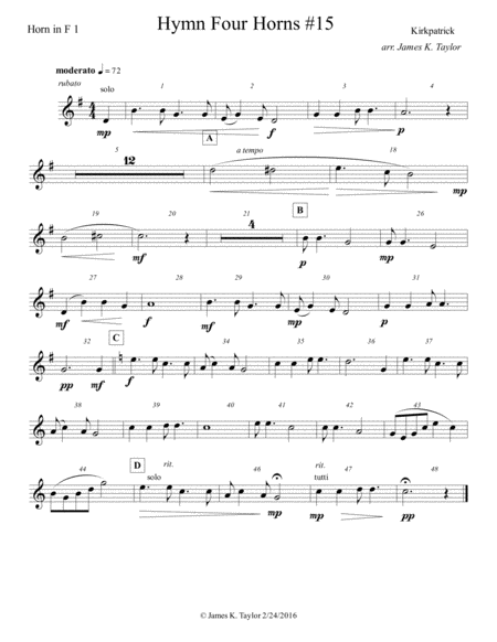 Lord I M Coming Home Horn Quartet 15 Sheet Music